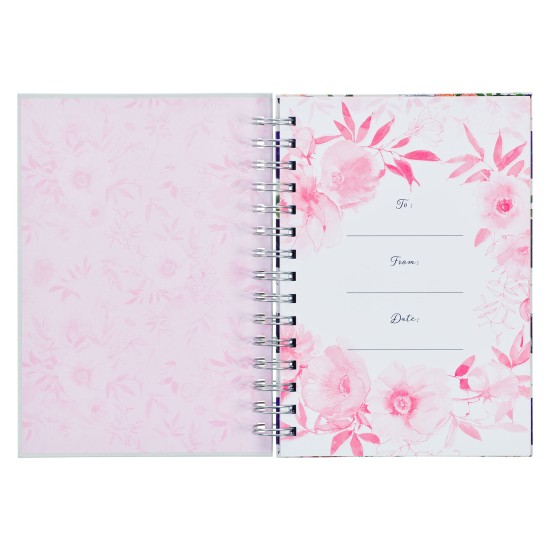 Bless You and Keep You White and Pink Floral Wirebound Journal - Numbers 6:24-25