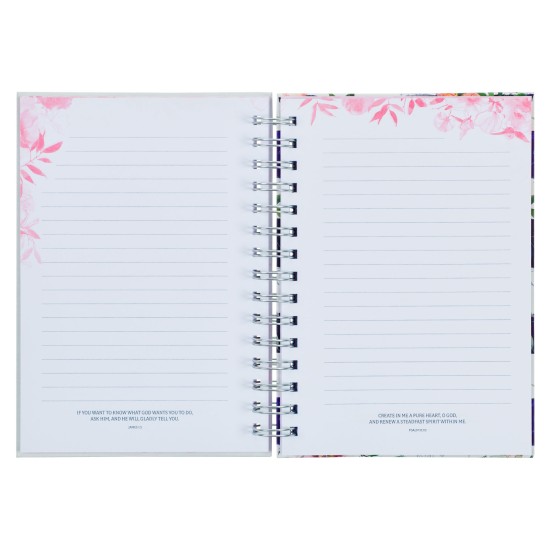 Bless You and Keep You White and Pink Floral Wirebound Journal - Numbers 6:24-25