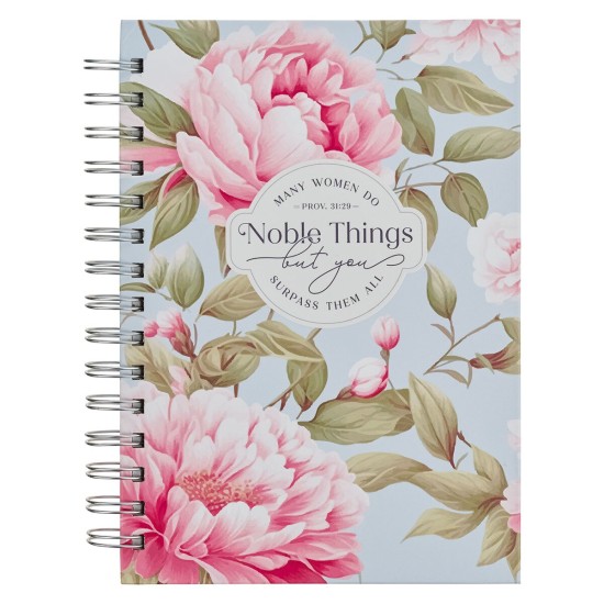 Noble Things Pink Peony Spiral Journal - Proverbs 31:29