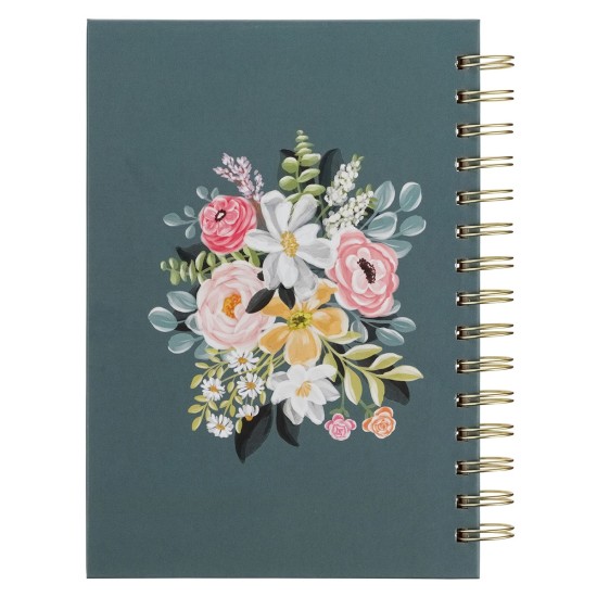 Love the Lord Teal Floral Spiral Journal - Matthew 22:37