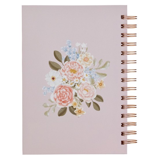 Strength and Dignity Pink Floral Spiral Journal - Proverbs 31:25