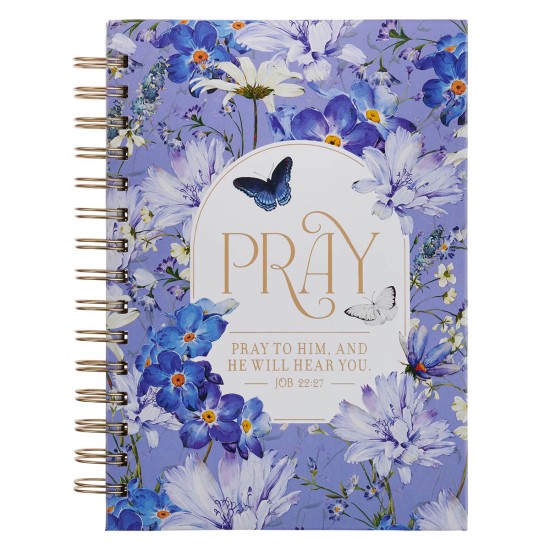 Pray Blue Blooms Spiral Journal - Job 22:27