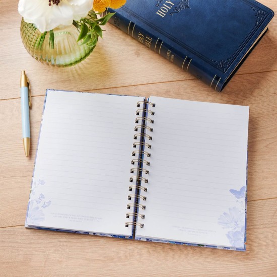 Pray Blue Blooms Spiral Journal - Job 22:27