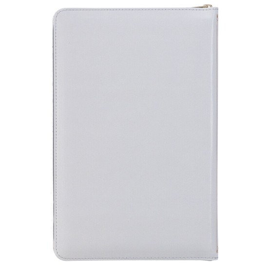Frosty Gray and Pink Floral Faux Leather King James Version Deluxe Gift Bible with Thumb Index and Zipper Closure