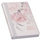 Frosty Gray and Pink Floral Faux Leather King James Version Deluxe Gift Bible with Thumb Index and Zipper Closure