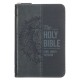 Gray Lion Faux Leather King James Version Pocket Bible with Zipper Closure