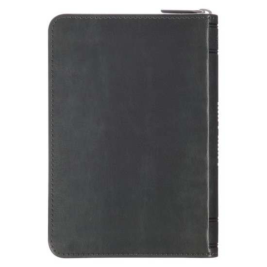 Gray Lion Faux Leather King James Version Pocket Bible with Zipper Closure