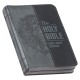 Gray Lion Faux Leather King James Version Pocket Bible with Zipper Closure