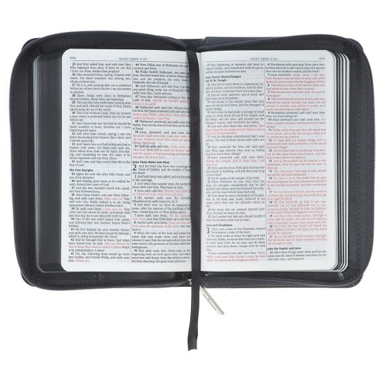 Gray Lion Faux Leather King James Version Pocket Bible with Zipper Closure