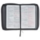 Gray Lion Faux Leather King James Version Pocket Bible with Zipper Closure