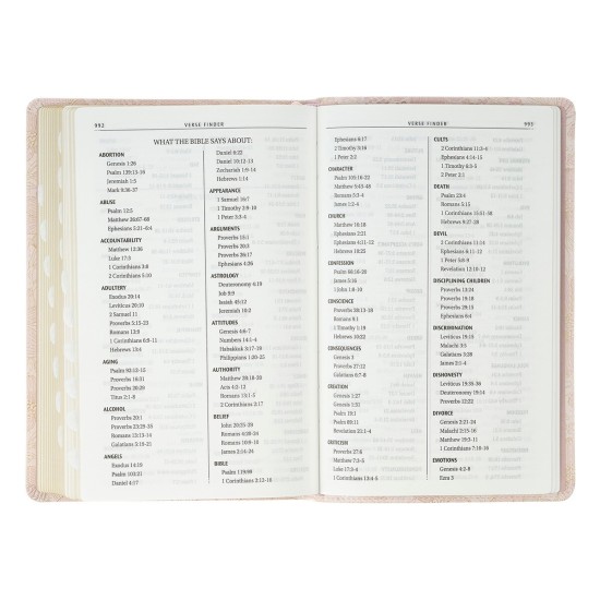 Pale Pink Floral Faux Leather King James Version Deluxe Gift Bible with Thumb Index