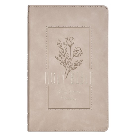 Taupe Floral Faux Leather King James Version Gift Edition Bible
