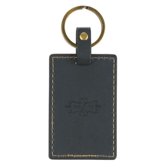 Trust in the Lord Charcoal Gray Faux Leather Keychain - Proverbs 3:5 Trust in the Lord Charcoal Gray Faux Leather Keychain - Proverbs 3:5