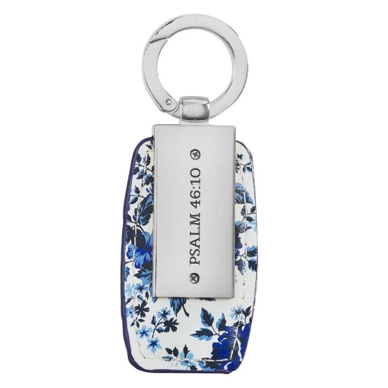 Be Still & Know Blue Floral Metal Key Ring in Gift Tin - Psalm 46:10