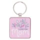 I Love You Mom Pink Epoxy-coated Metal Keychain - 1 Corinthians 13:4