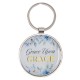 Grace Upon Grace Indigo Rose Gold Metal Epoxy-coated Keychain - John 1:16