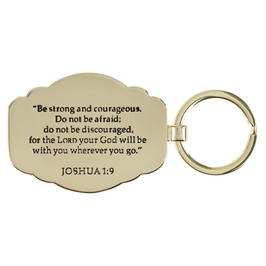 Strong and Courageous Blue Metal Keychain - Joshua 1:9 Strong and Courageous Blue Metal Keychain - Joshua 1:9