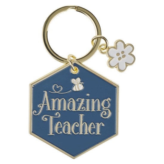 Amazing Teacher Blue Metal Keychain with Charm Amazing Teacher Blue Metal Keychain with Charm
