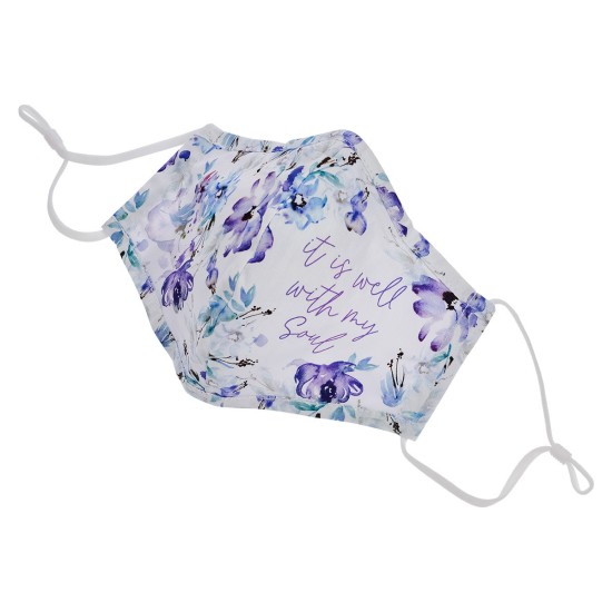 It Is Well Purple Posie Reusable Cotton Face Mask