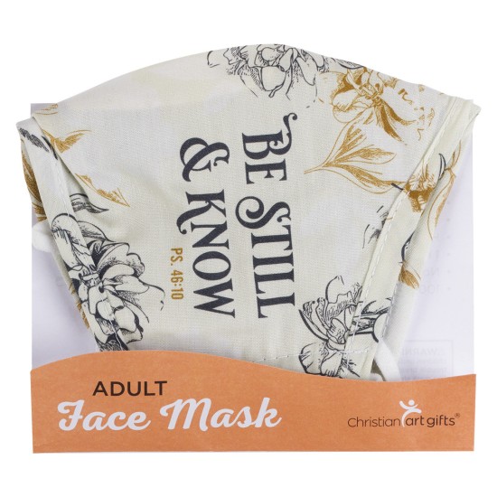 Be Still and Know Neutral Florals Cotton Face Mask - Psalm 46:10