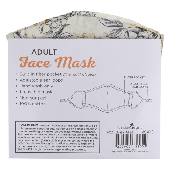Be Still and Know Neutral Florals Cotton Face Mask - Psalm 46:10