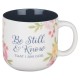 Be Still and Know Painted Peonies Ceramic Coffee Mug - Psalm 46:10