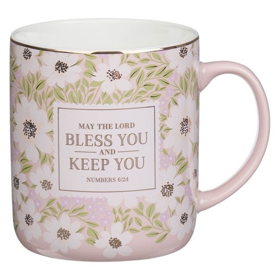 Bless and Keep You Blush Bloom Ceramic Coffee Mug - Numbers 6:24