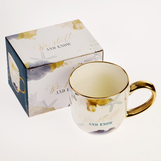 Be Still Watercolored Ocean Ceramic Mug - Psalm 46:10