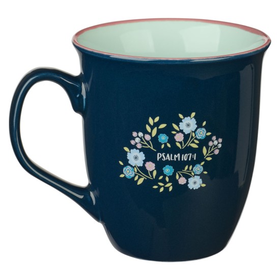 God is Good Navy Floral Ceramic Coffee Mug