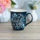 God is Good Navy Floral Ceramic Coffee Mug