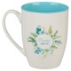 Be Still and Know Teal Floral Ceramic Coffee Mug - Psalm 46:10