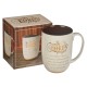 The Lord's Prayer White Ceramic Coffee Mug with Exposed Clay Base - Matthew 6:9-13