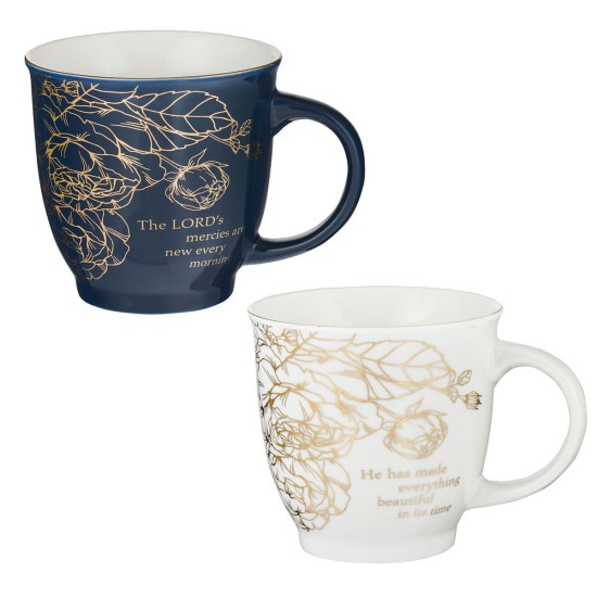 A Beautiful Morning Two Piece Ceramic Mug Set - Lamentations 3:23 & Ecclesiastes 3:1 A Beautiful Morning Two Piece Ceramic Mug Set - Lamentations 3:23 & Ecclesiastes 3:1