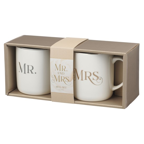 Mr. & Mrs. White Ceramic Coffee Mug Set - Ecclesiastes 4:9