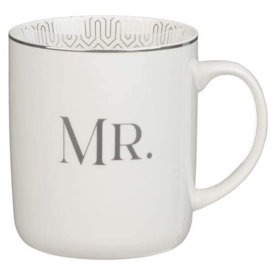Mr. & Mrs. White Ceramic Coffee Mug Set - Ecclesiastes 4:9