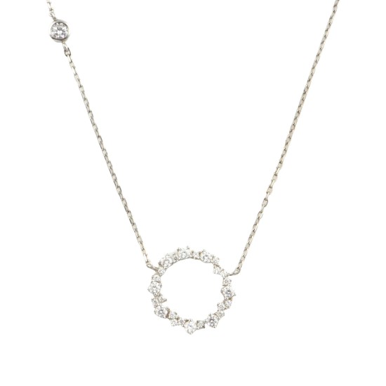 925 Sterling Silver Wreath Crown Setting Pendant Necklace