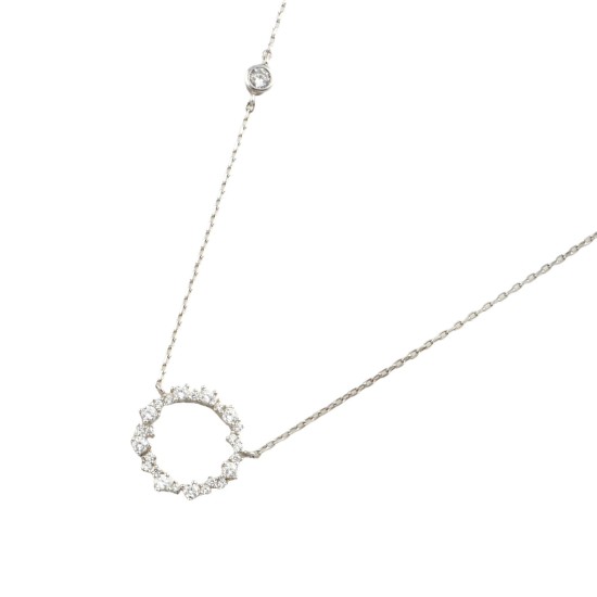 925 Sterling Silver Wreath Crown Setting Pendant Necklace