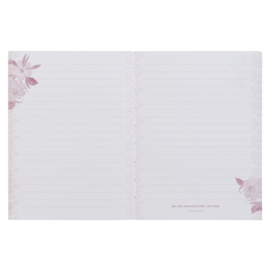 Be Still and Know Pink Floral Medium Notebook - Psalm 46:10 Be Still and Know Pink Floral Medium Notebook - Psalm 46:10