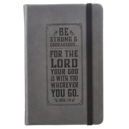 Be Strong Hardcover Faux Leather Notebook with Elastic Closure - Joshua 1:9