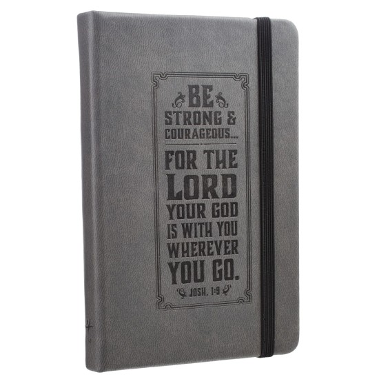 Be Strong Hardcover Faux Leather Notebook with Elastic Closure - Joshua 1:9