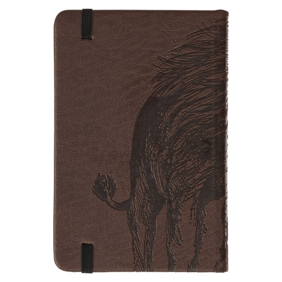 Strength and Defense Lion Walnut-Brown Faux Leather Hardcover Notebook with Elastic Band Closure - Exodus 15:2