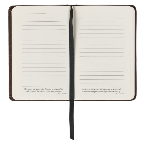 Strength and Defense Lion Walnut-Brown Faux Leather Hardcover Notebook with Elastic Band Closure - Exodus 15:2
