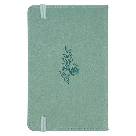 Faith Teal Floral Faux Leather Hardcover Notebook with Elastic Band Closure - 2 Corinthians 5:7