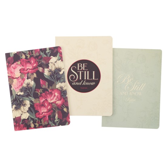 Be Still Vintage Floral Large Notebook Set - Psalm 46:10