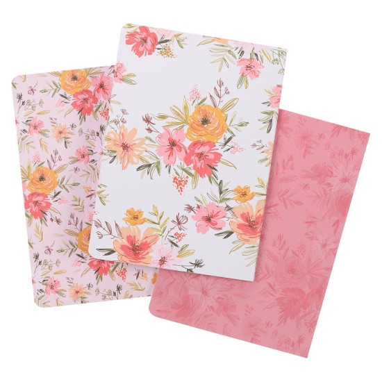 Walk by Faith Berry Pink Floral Large Notebook Set - 2 Corinthians 5:7
