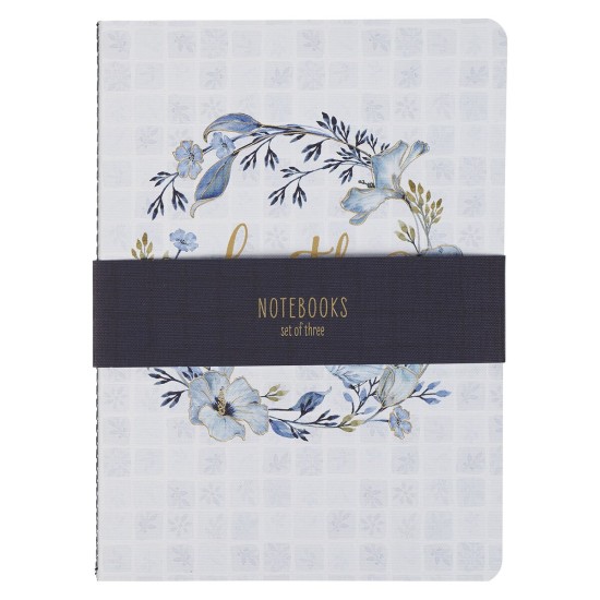 Faith Love and Grace Blue Floral Tile Notebook Set