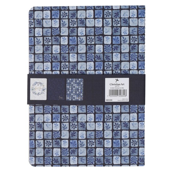 Faith Love and Grace Blue Floral Tile Notebook Set