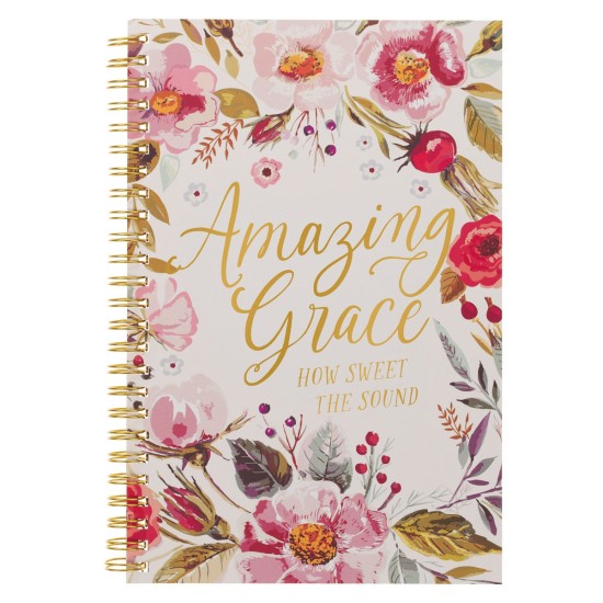 Amazing Grace Pink Floral Spiral Notebook