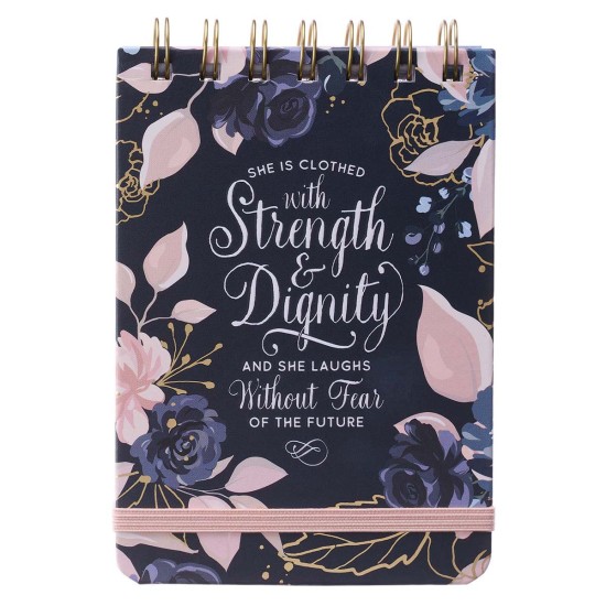 Strength & Dignity Blue Roses Wirebound Notepad - Proverbs 31:25