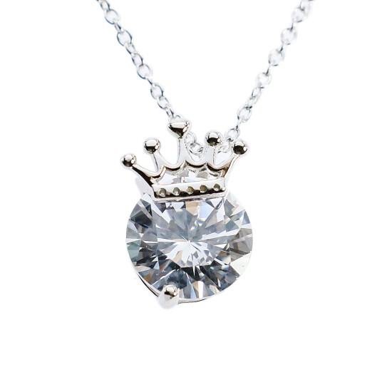 JM Faith Sterling Silver CZ Crown Necklace